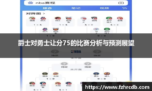 爵士对勇士让分75的比赛分析与预测展望