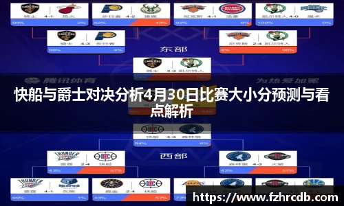 快船与爵士对决分析4月30日比赛大小分预测与看点解析